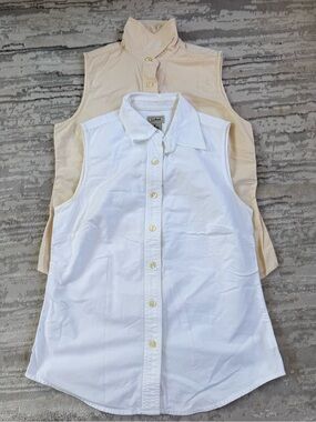 L.L.Bean White Women's Button-Down Collar Shirt